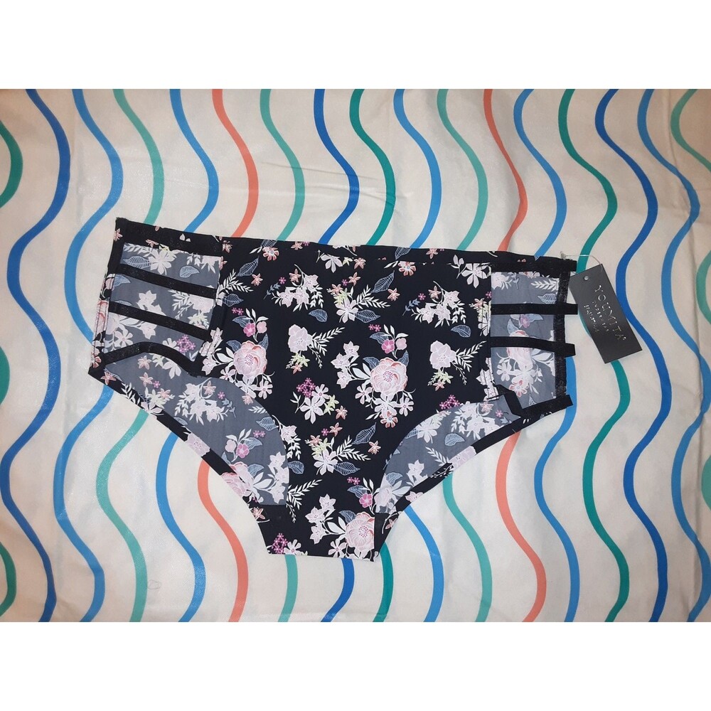 Youmita Large Black Hawaiian Night Laser Cut Panty NWT